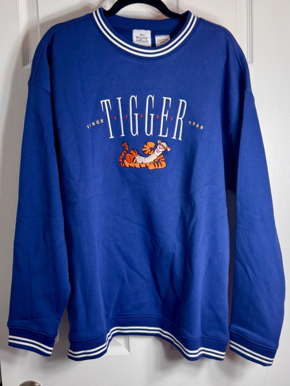 NWT Disney Parks Tigger Embroidered Collegiate Sweatshirt XL.